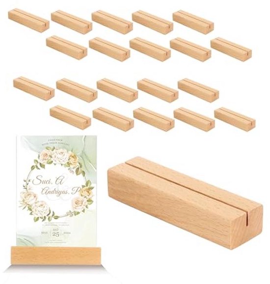 12 Stuks Houten Kaarthouders – Stabiel, Multifunctioneel, 10x3x2 Cm, Ideaal Voor Menukaarten, Naamkaartjes, Foto's & Feestlabels