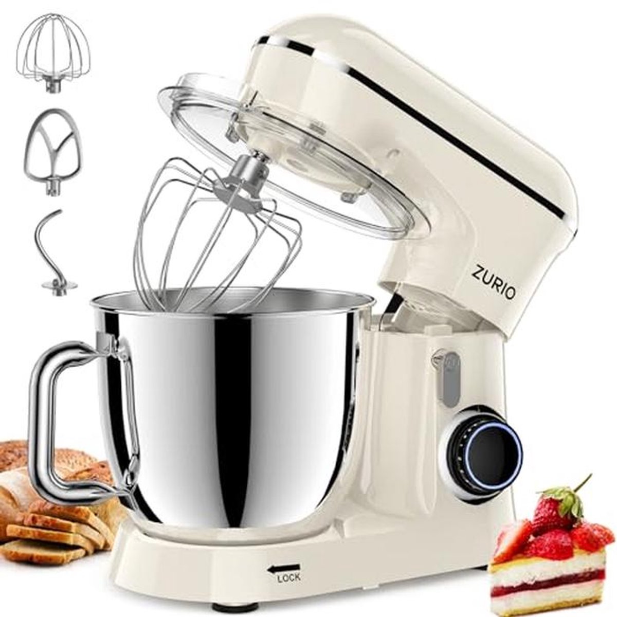 Keukenmachine 1300 W met 5.5L kom en stille fermentatiefunctie