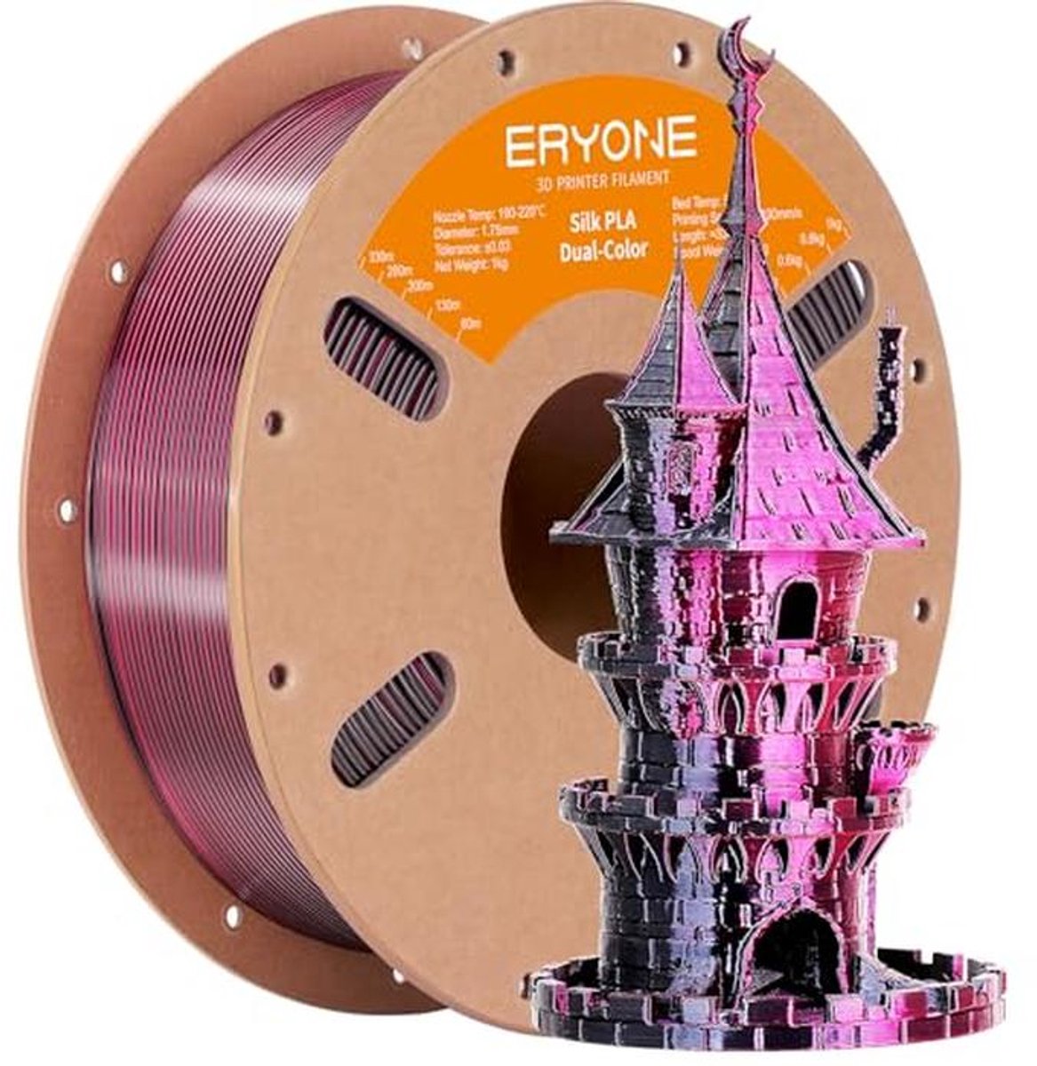Duale Kleur PLA 3D Printer Filament 1.75mm, Glitterend, 1kg, Zwart & Roze