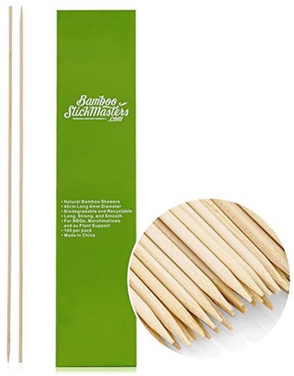 Extra lange houten spiesen voor BBQ, kebab en fondue - 100 stuks