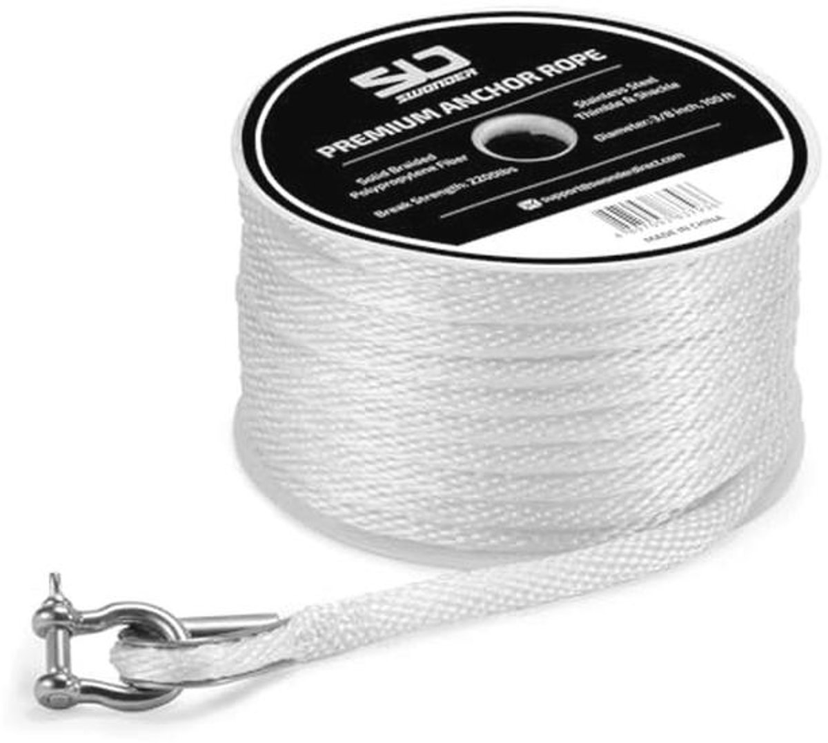 Premium gevlochten ankertouw 3/8 inch 100ft - ideaal voor boten