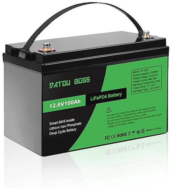 12V 100Ah Lithium Accu LiFePO4 met 100A BMS voor Camper, Zonnepaneel en Marine
