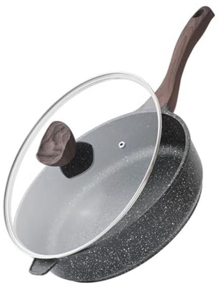 Antiaanbakpan met Deksel - 26 cm Inductiepan voor Gezond Koken