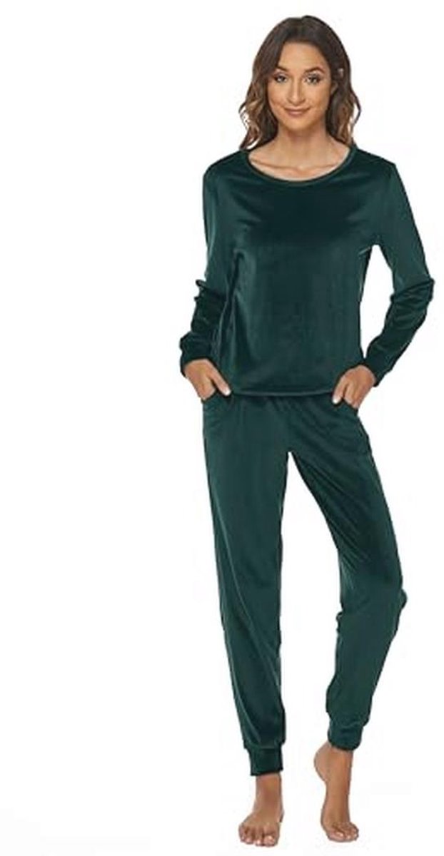 Dames Velours Trainingspak Joggingpak Winter Ronde Hals Pullover en Broek Huispak