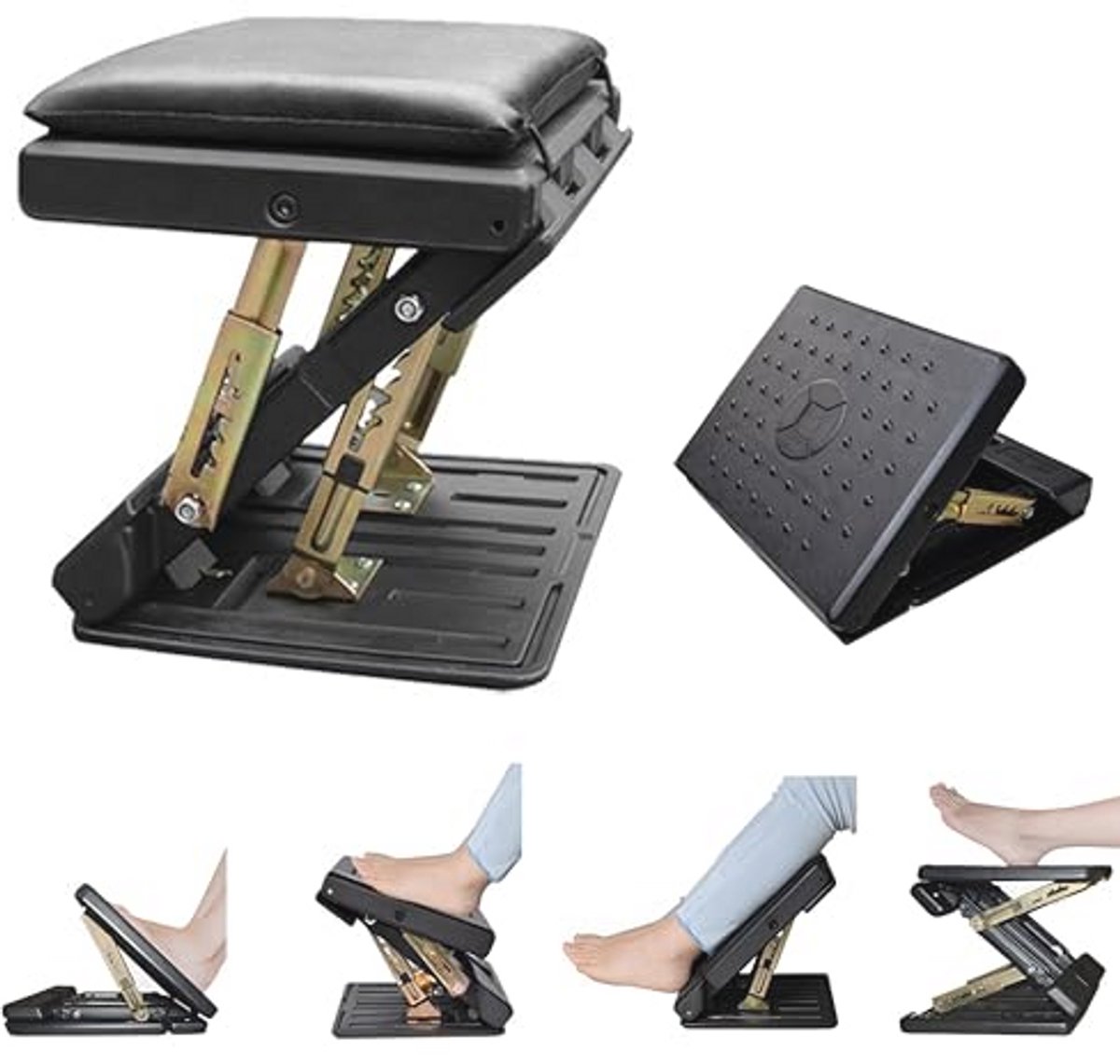 Verstelbare Voetsteun voor Onder Bureau - Ergonomisch, Antislip en Draagbaar met Massagefunctie