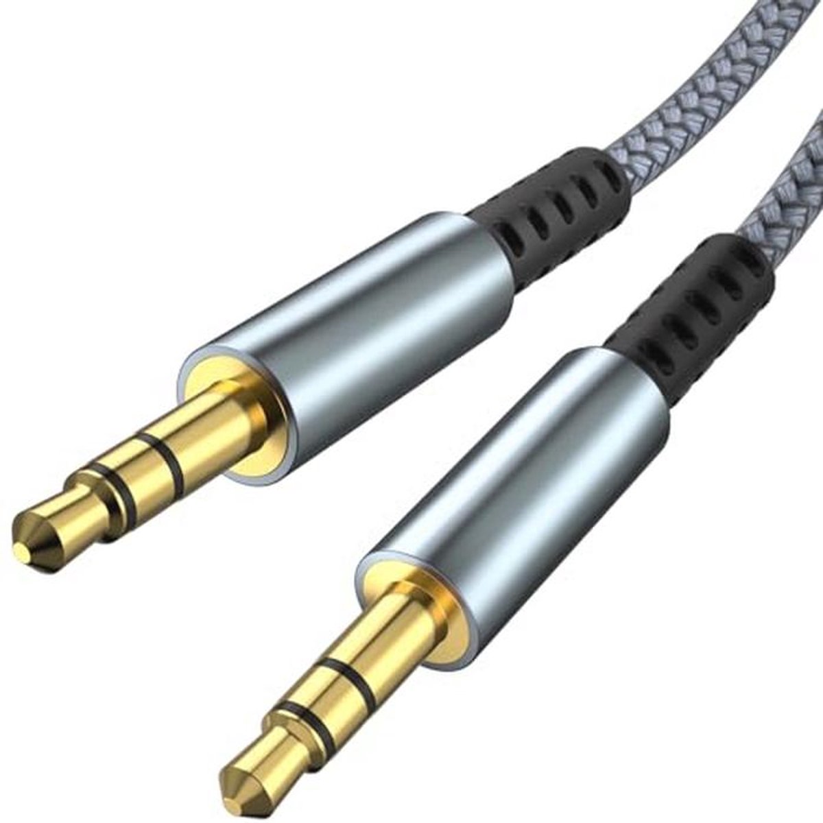 3,5mm stereo jack kabel - nylon gevlochten audiokabel voor autoradio, hoofdtelefoon, pc en meer - 1,2 m