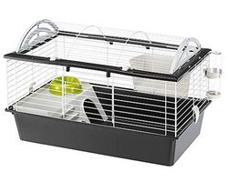 Ferplast 57065070 CASITA 80, kooi voor cavia's en kleine dieren. Ontworpen met een afgerond te openen dak, accessoires zijn inbegrepen, gemaakt van gelakt wit metaal kunststof, 78 x 48 h 50 cm, S