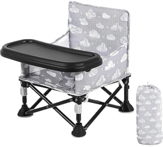 Baby Camping Stoel, Opvouwbare Camping Hoge Stoel voor Baby, Draagbare Reizen Booster Seat met Voedsel Tray & Parasol, Baby Voeding Stoelen voor Kinderen Peuter