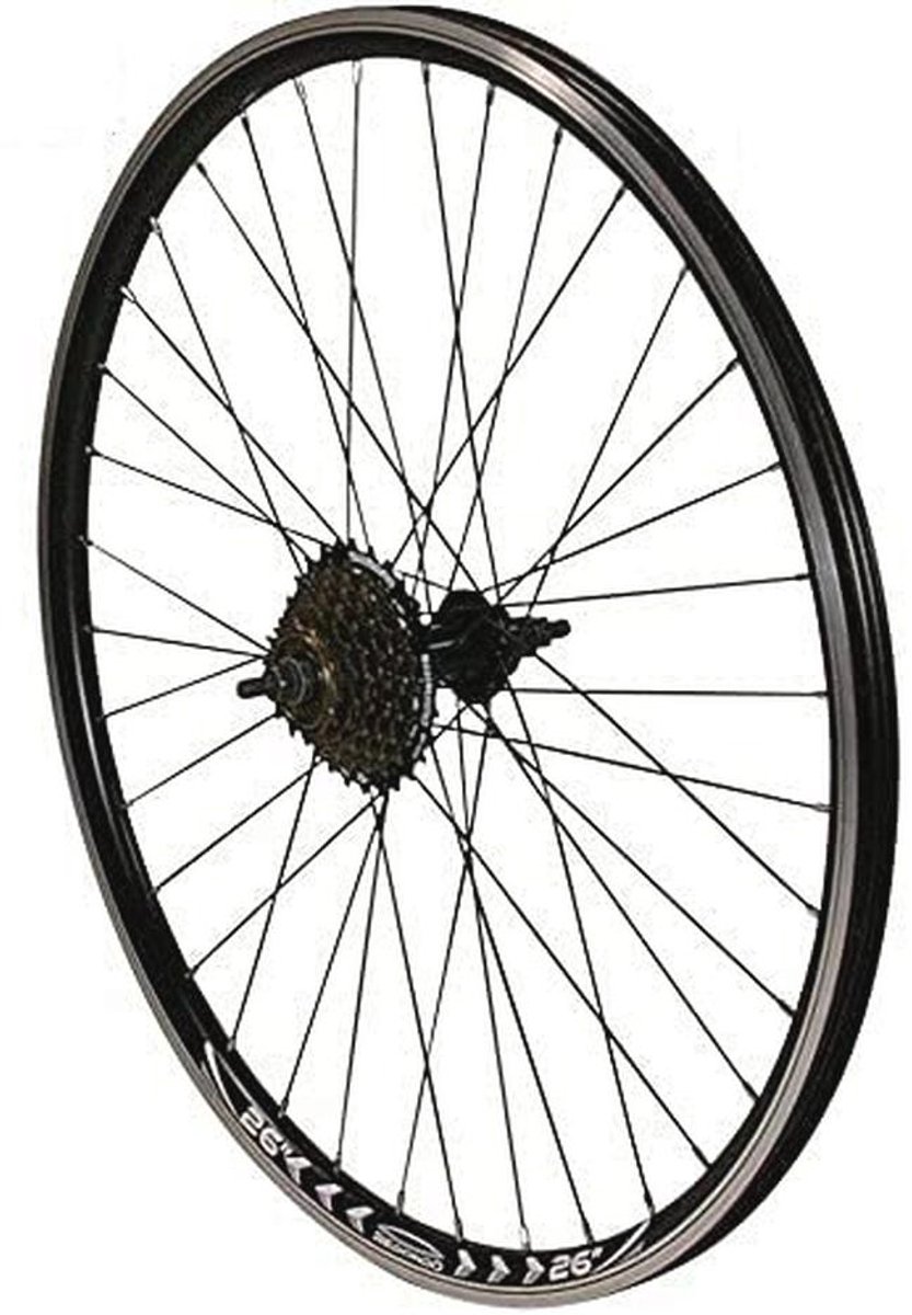 26 inch achterwiel met holle kamer V-Prof velg en 7-voudige krans