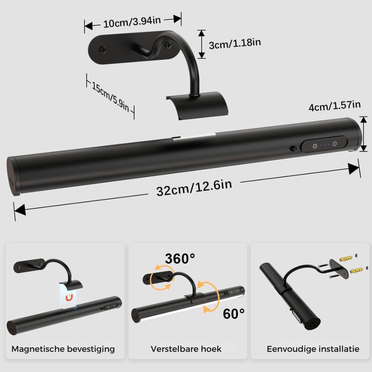 Schilderijverlichting Draadloos Led - LED-fotolamp op batterijen - Draadloze wandlamp voor binnen - Met afstandsbediening - Dimbaar - Magnetische wandlamp - Zonder stroomaansluiting - Fotolamp op batterijen voor aan de muur - Dartbord — cadeau in Wonen & Interieur - foto 2