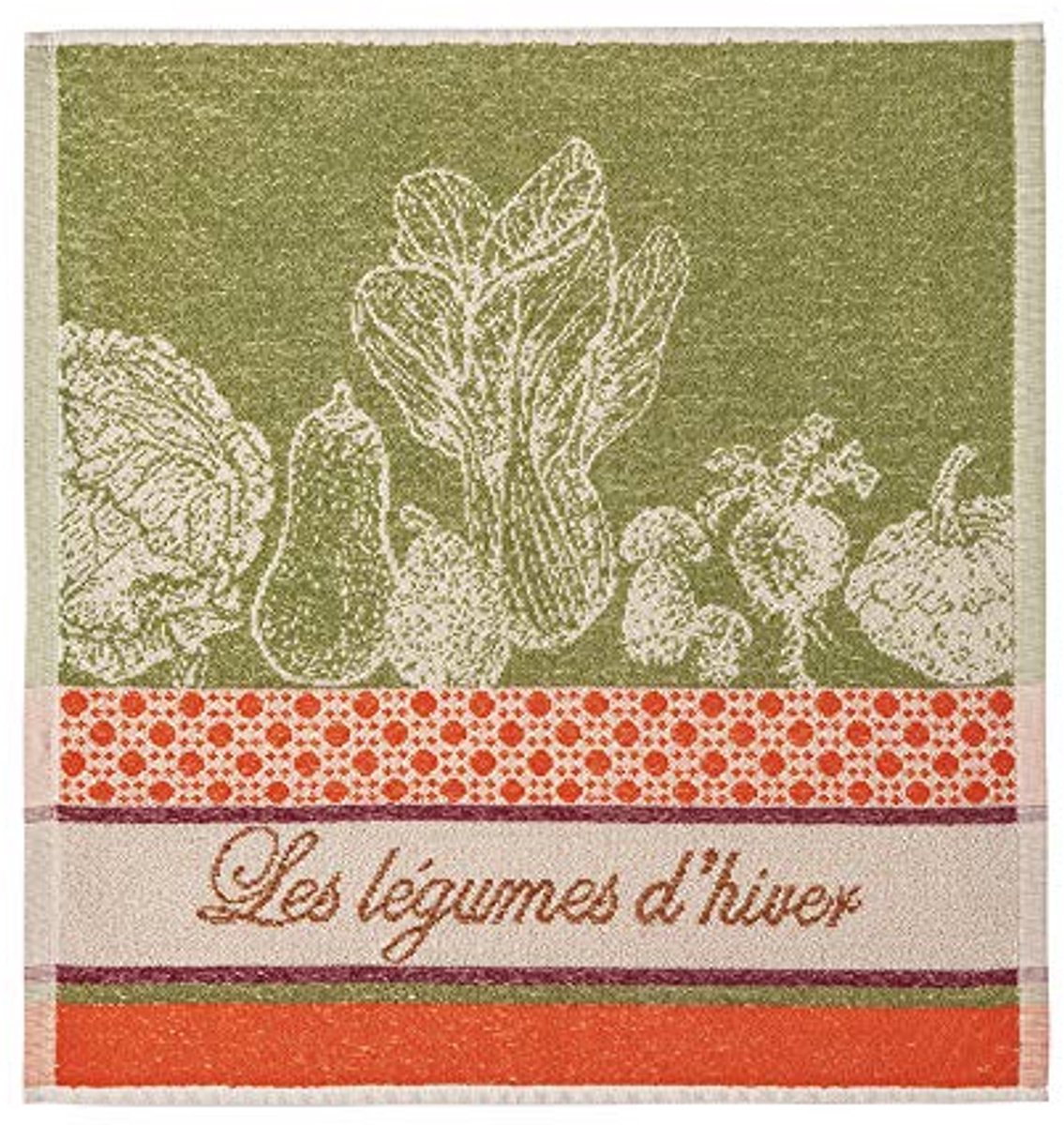 Katoenen Jacquard Spons met Wintergroenten - Perfect voor keukenaccessoires
