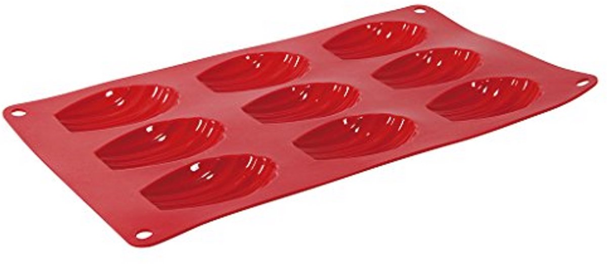 Siliconen bakvorm voor 9 cupcakes - Rood - 17 x 30 x 1 cm