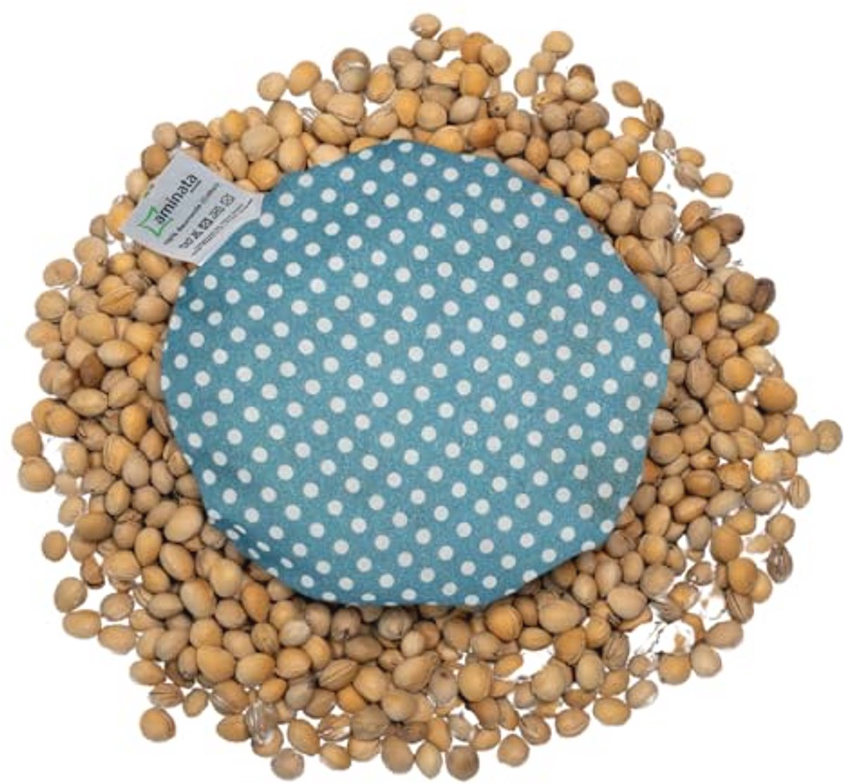 Warmtekussen voor baby's en peuters - Kersenpitkussen met stippen in turquoise, voor buikpijn en winderigheid - 15 cm rond - Cadeau voor geboorte of doop