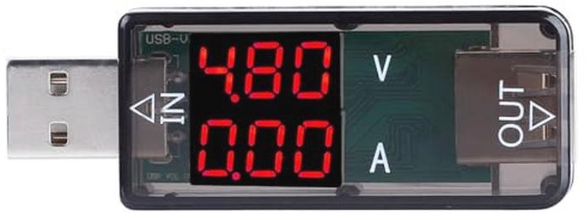USB Tester met LCD-kleurenscherm - Voltmeter, Ampèremeter en Stroommeter voor USB Opladers en Kabels