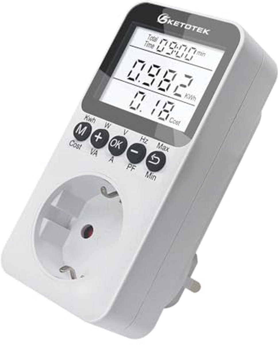 Energiekostenmeter met LCD-scherm en Overbelastingsbeveiliging - Tot 3680 W