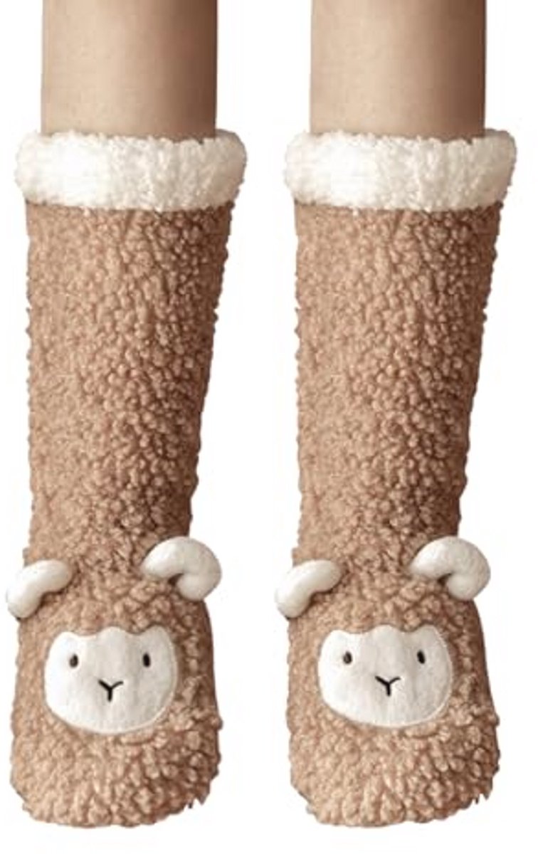 Fluffy Warm Cuddly Socks for Women - Non-Slip Thermal Slipper Socks for Winter