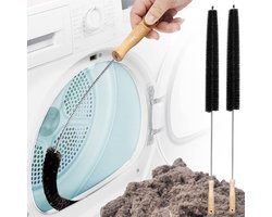 KZQ Reinigingsset voor ventilatiekanalen van drogers (2-delig) - Huishoudelijke schoonmaakmiddelen, roestvrij staal 304, pluizenborstel voor drogers, essentiële pluizenverzamelaar voor huishoudelijk gebruik, stofafzuiger, stofzuigerborstel