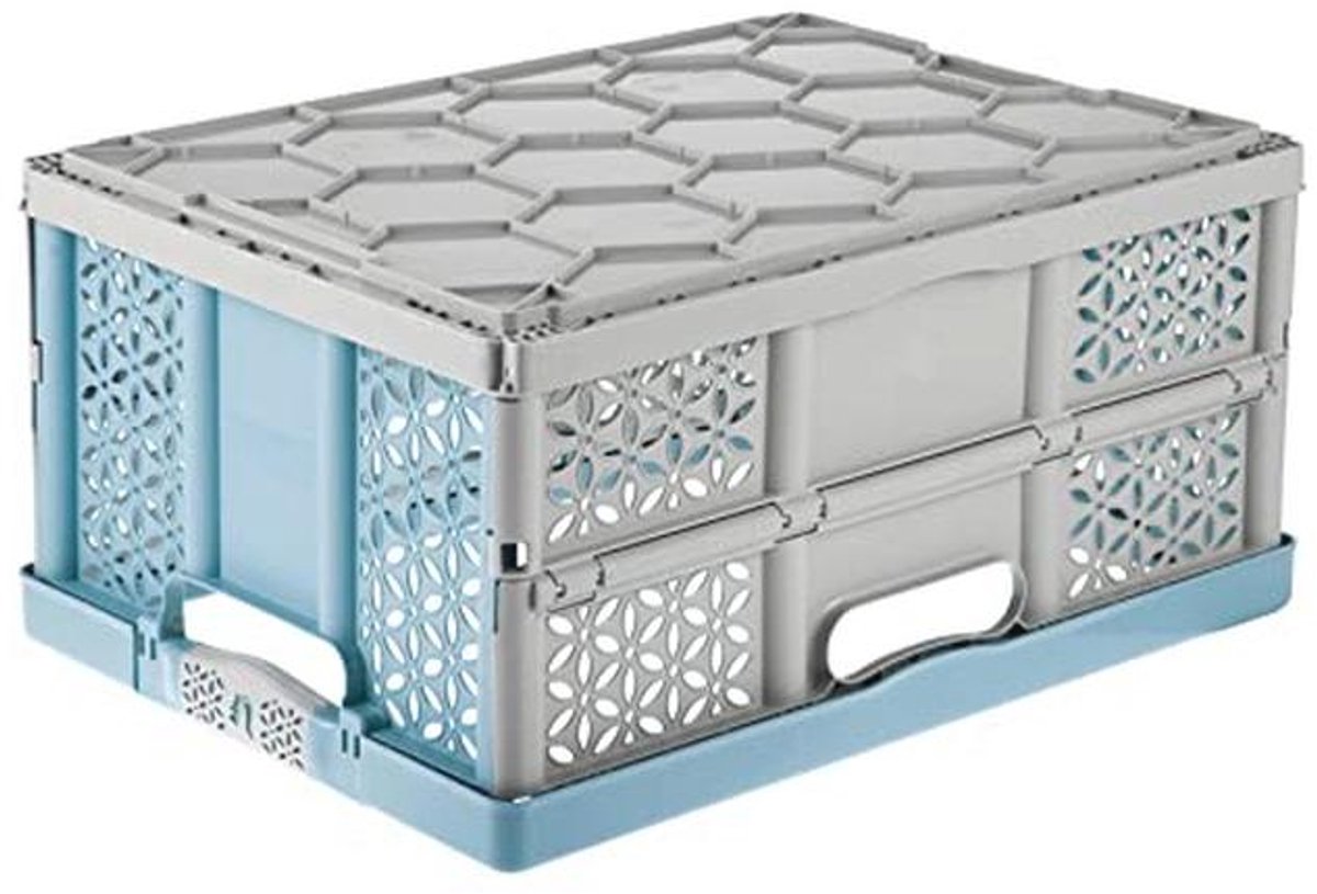 Vouwbare opbergcrate met zachte handvatten - 32L - Nordic blauw