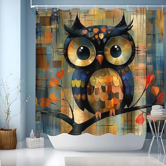 LB Douchegordijn Japanse berg en zwarte bamboe Anti-schimmel Waterdicht Wasbare Stof voor Badkamer Decor met haken,180x180cm