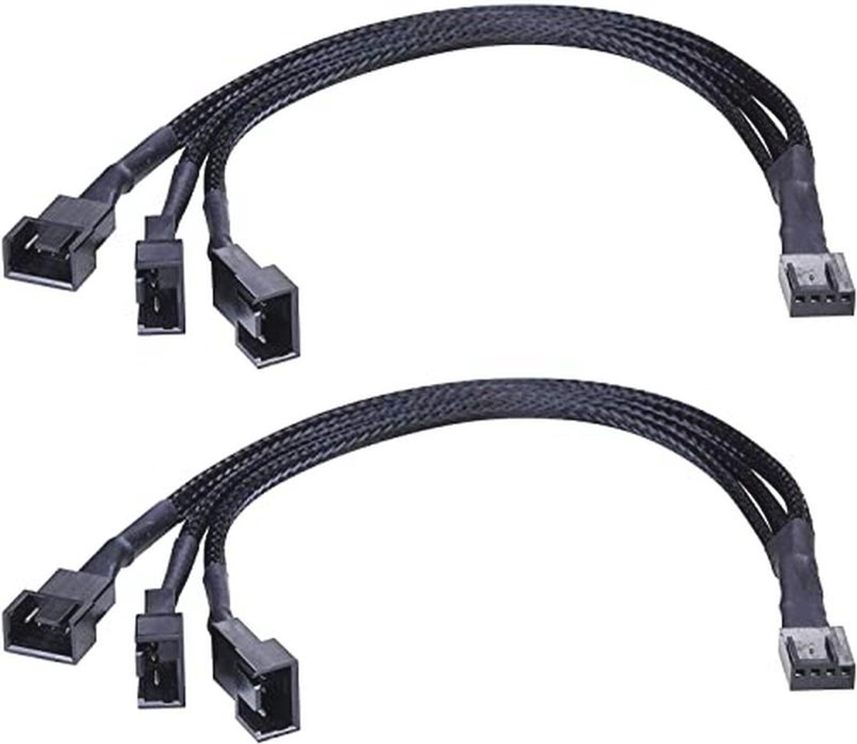 PWM Ventilator Splitter Kabel 4 Pin 1 naar 3 voor PC Koeling - 2 Stuks