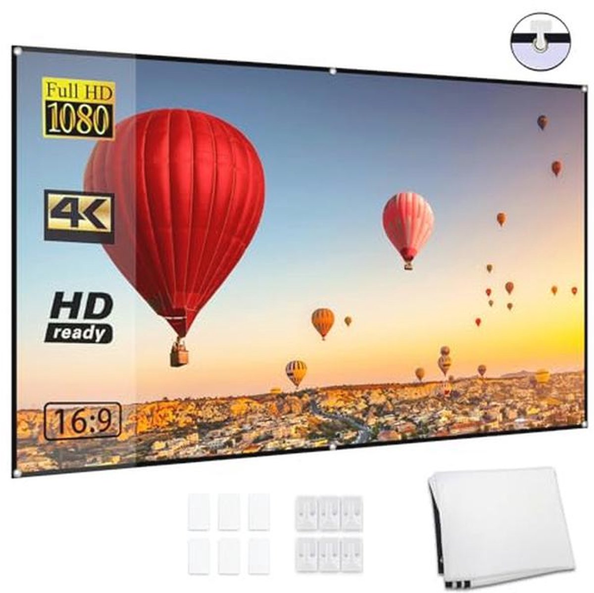 Draagbaar 72 inch HD Projectiescherm 16:9 Opvouwbaar voor Buiten en Thuisbioscoop