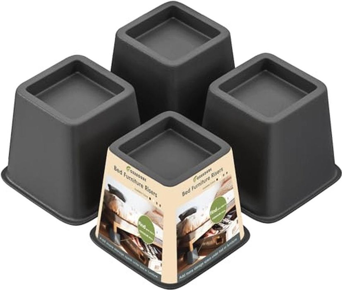 Bedmeubelverhoger 3 inch - Verhoog je bed of meubels met deze sterke verhoger, tot 250 kg per stuk, set van 4, zwart