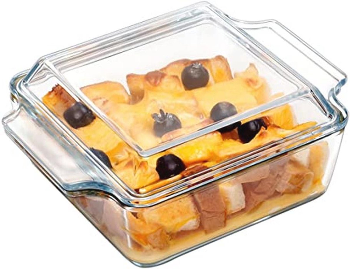 Kleine Ovenschaal met Deksel - 1L, Vierkante Glas Ovenschaal voor Magnetron en Oven