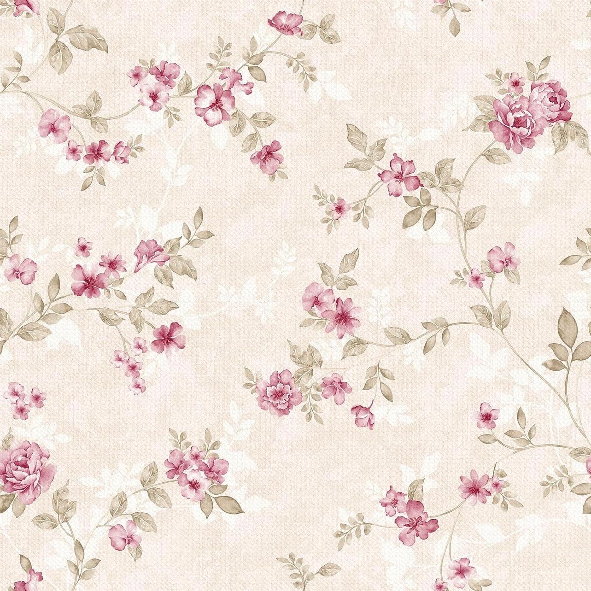 Provento - Zelfklevend Behang Bloem Motief Roze Beige Vintage Plakfolie Decoratie - Meubelfolie Slaapkamer Woonkamer - 44,5 x 1000 cm