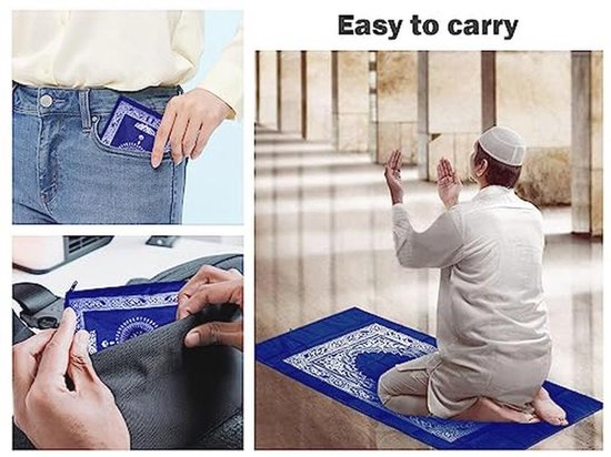 Draagbare Polyester Reisgebedsmat met Kompas - Ideaal voor Moslim Reizen en Ramadan van Merkloos — afbeelding 2