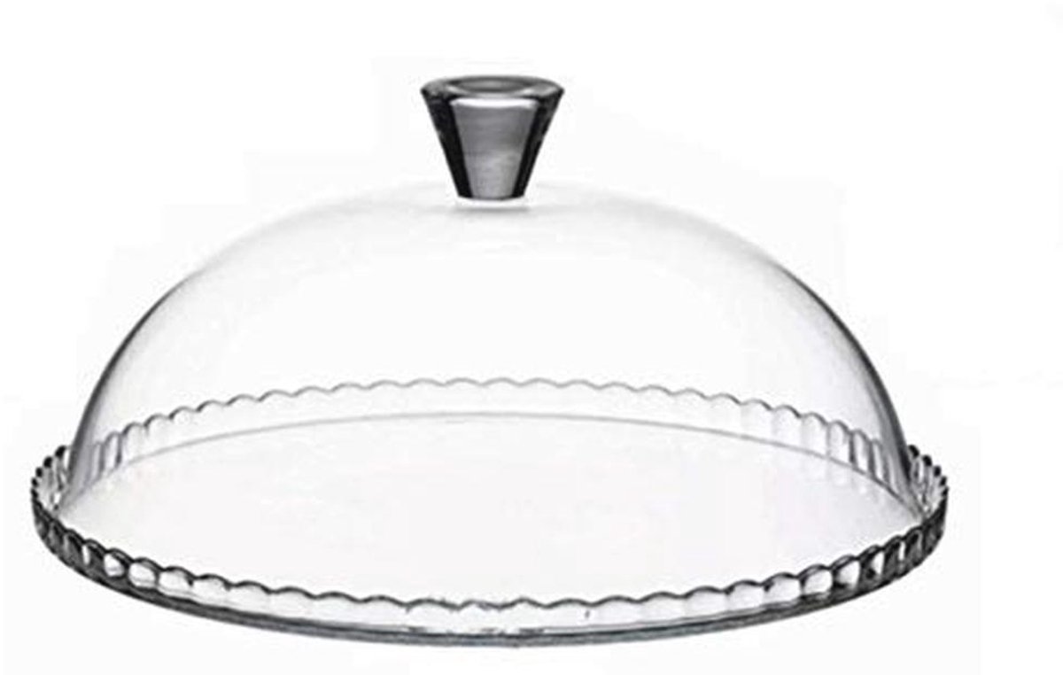 Glasplaat voor taarten met transparante koepel 15h diameter 32
