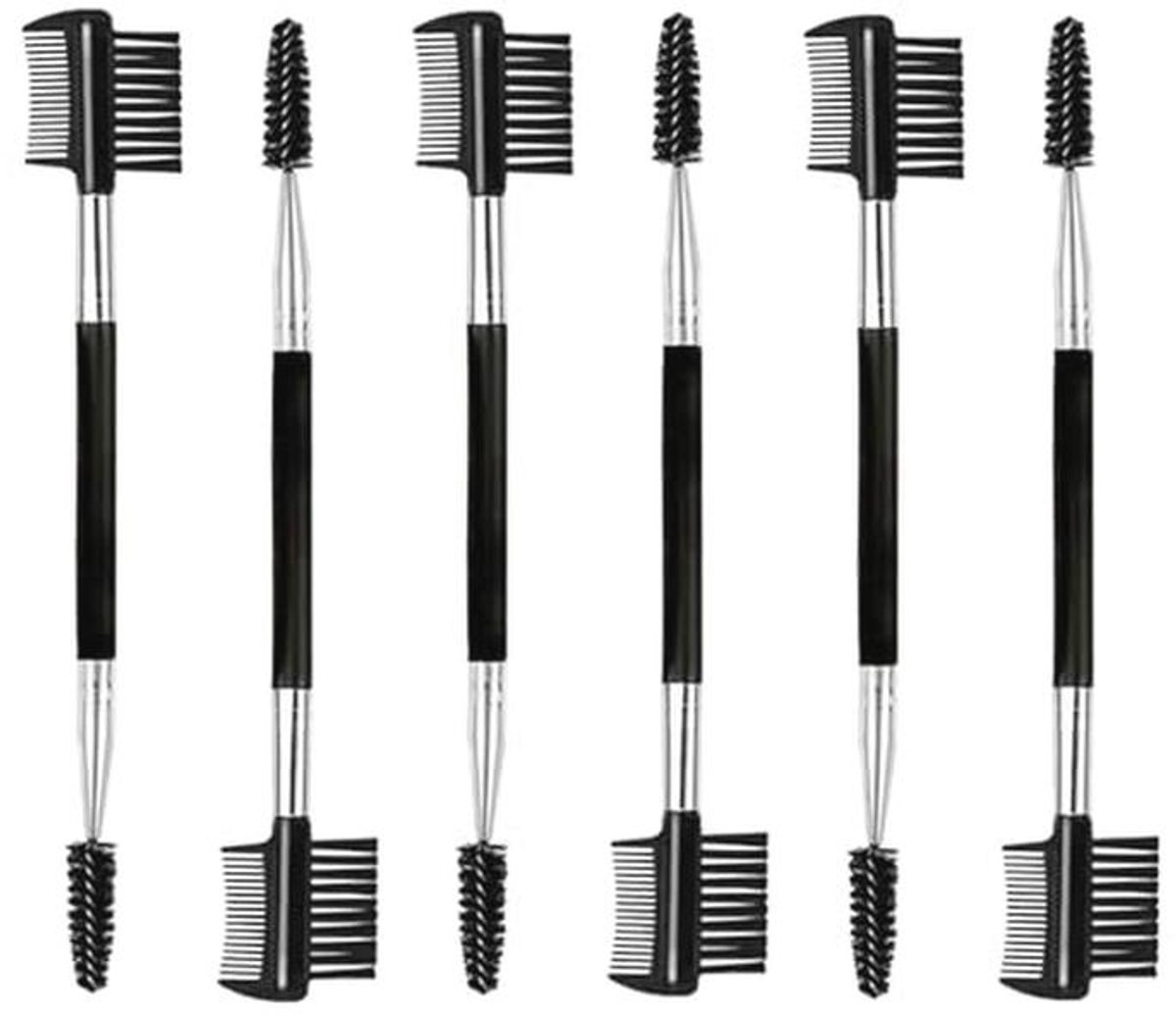 6 stuks dubbele wimperborstel en kam set voor perfecte wimpers
