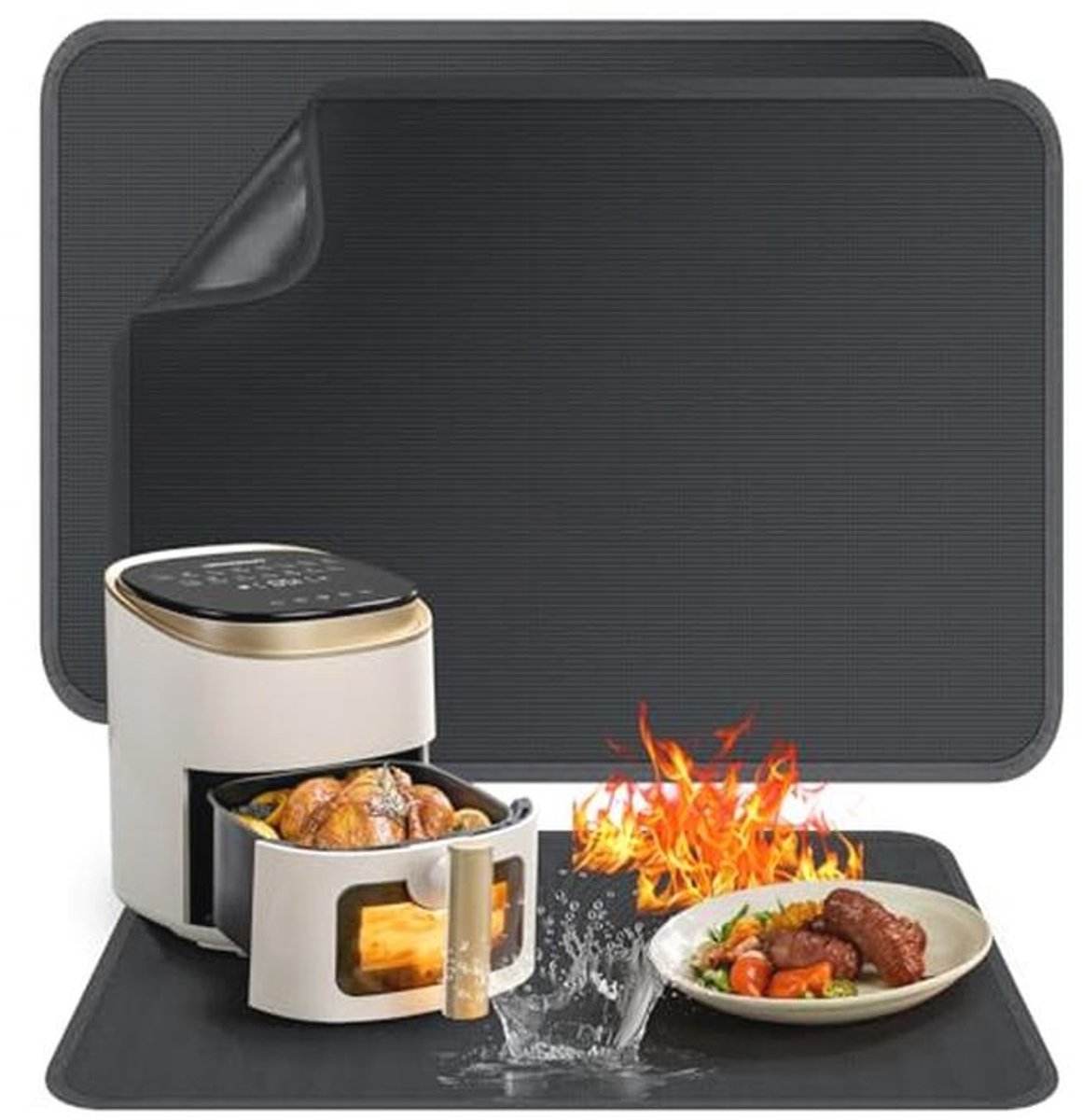 Hittebestendige Pad Set van 2 - 60 x 60 cm Vuurvaste Mat voor Keuken en Airfryer