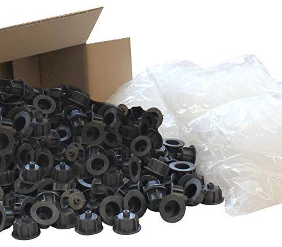 Tegelnivelleringssysteem XXL-set voor 2 mm voegen - 300 zwarte trekkappen, 2500 basis schroefdoppen en emmer - Professionele tegelleghulp