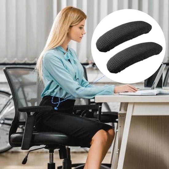Armleuninghoezen voor bureaustoelen - 4 stuks, rekbaar, polyester, zwart - Beschermhoezen voor thuis of op kantoor — afbeelding 3