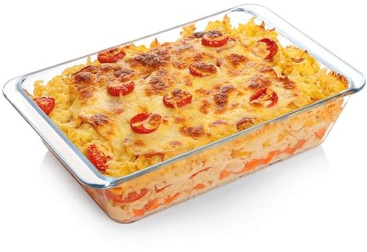Diepe glazen ovenschaal 30 x 20 x 7.5 cm - rechthoekige lasagnevorm, ovenvast en vaatwasmachinebestendig