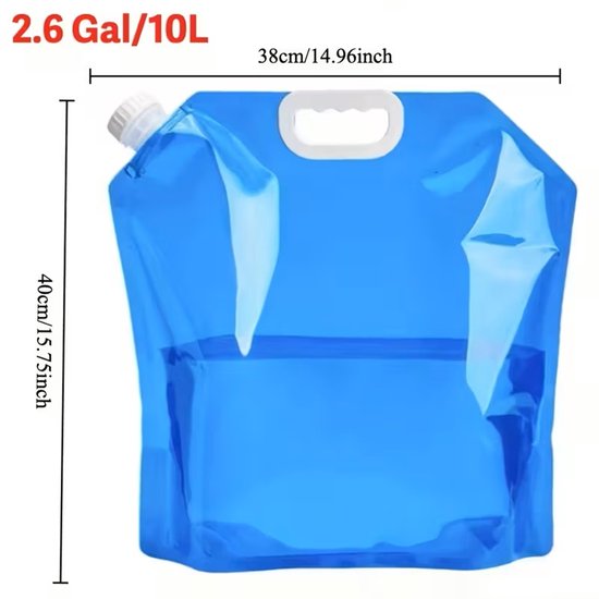 Opvouwbare waterjerrycan - Waterreservoirs 10 Liter Flexibele Waterjerrycan met Dicht Deksel en Kraanschakelaar -Waterreservoir voor nood -Outdoor life - Noodpakket -Noodpakket voor thuis --Draagbare Drinkwaterzak voor Noodsituaties van Merkloos — afbeelding 4