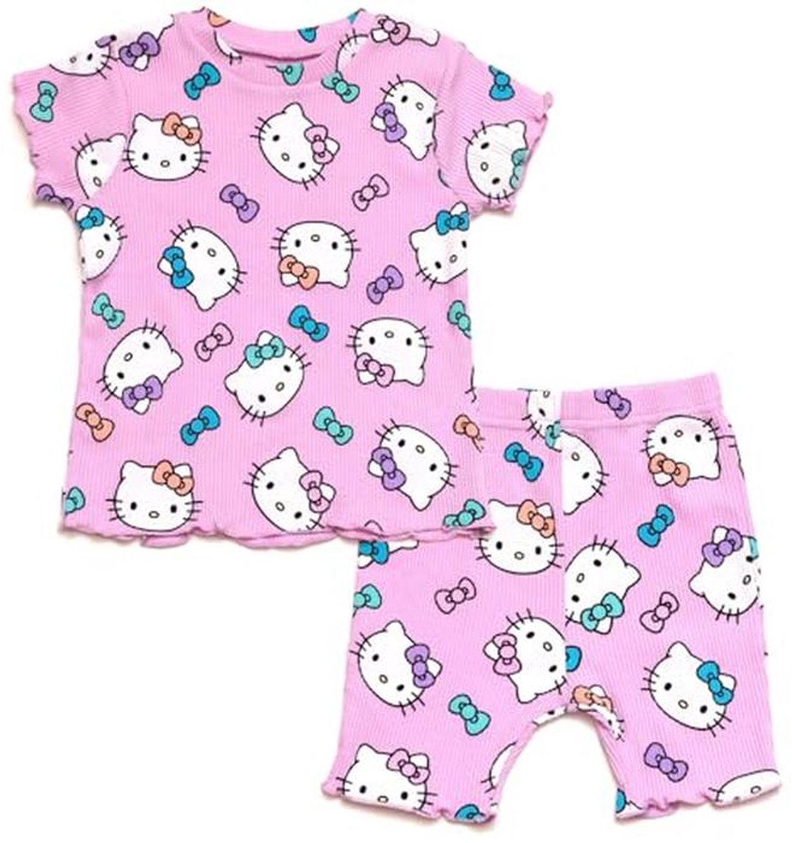 Geribbelde T-shirt en shorts outfit set voor pasgeborenen tot kleine kinderen (0-3 maanden - 7-8)
