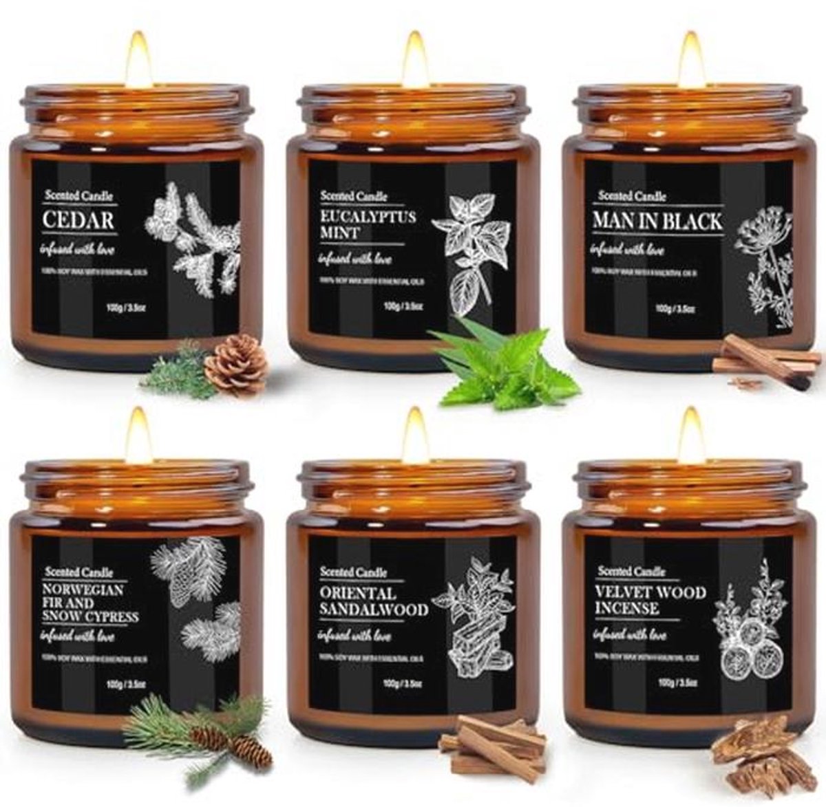 Cadeaus voor mannen - 6 Pack Geurkaarsen Set voor Aromatherapie