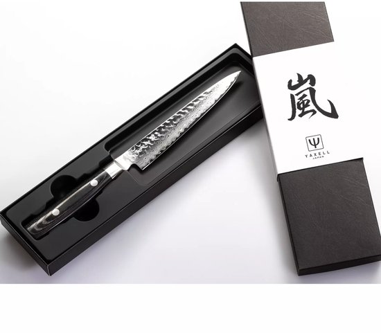 Yaxell Japonais - Série Zen - Couteau à Découper - Acier VG-10 - 61 HRC - Lame 15 cm - Acier Damas 37 Couches - Manche Toile-Micarta