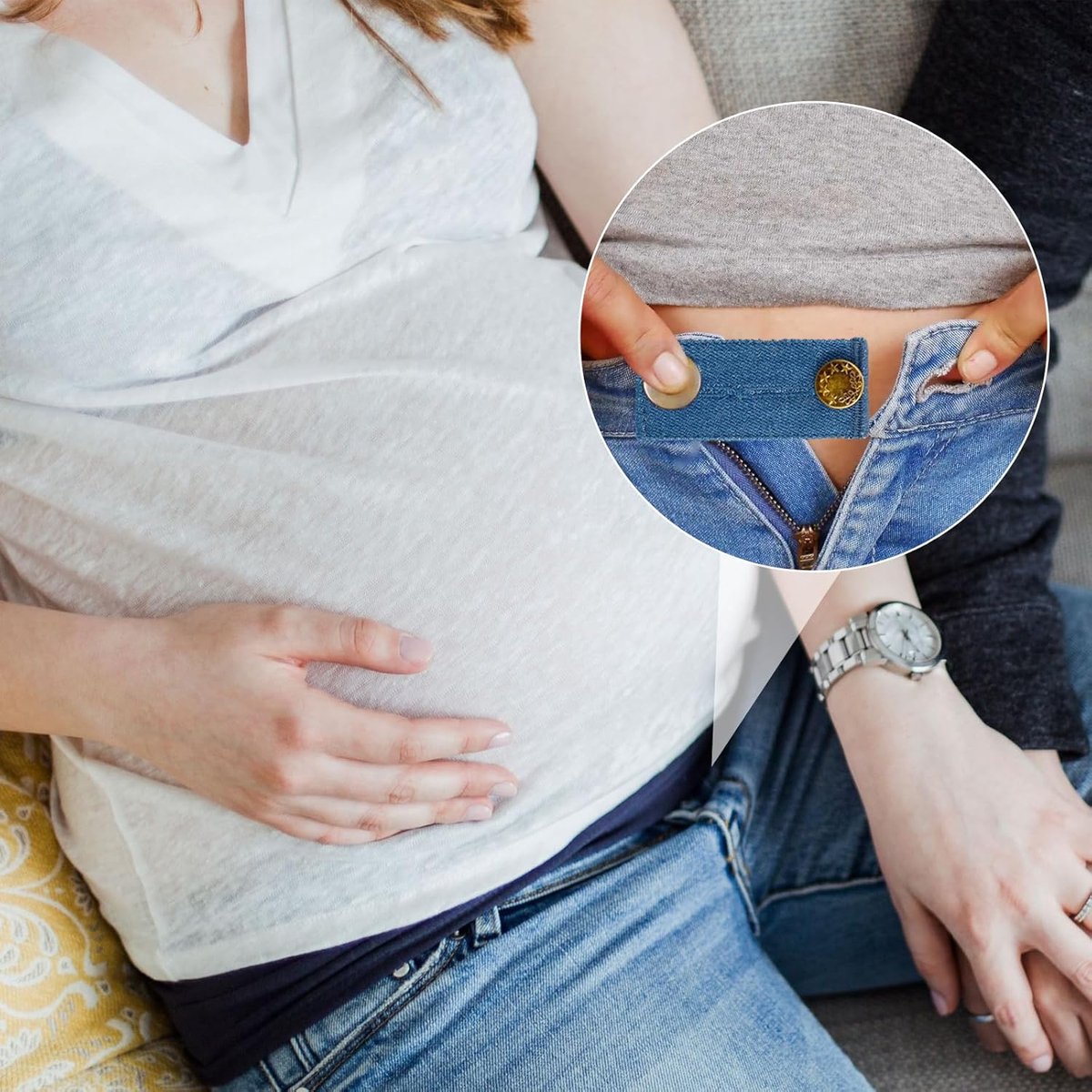 Set van 8 knoopverlengers voor jeans en pantalons, verstelbare tailleverlenger, broekverlenger, 8,5 x 3,5 cm, voor mannen en vrouwen, zwangerschapsbroeken, rokken — cadeau in Cadeau-ideeën - foto 2
