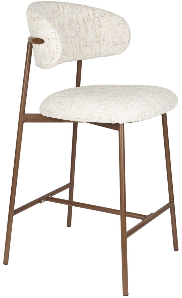Counter chair Claes - Set 2 krukken - Stof offwhite - Poten hout