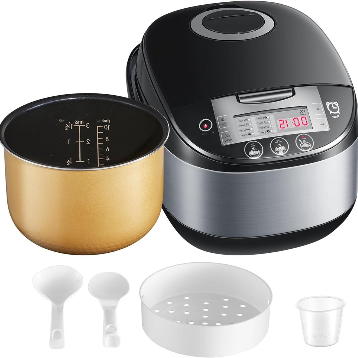 Lexium Slowcooker met Timer - Programmeerbare slowcooker - Elektrische slowcooker - Digitale slowcooker - Binnenpan - Eten