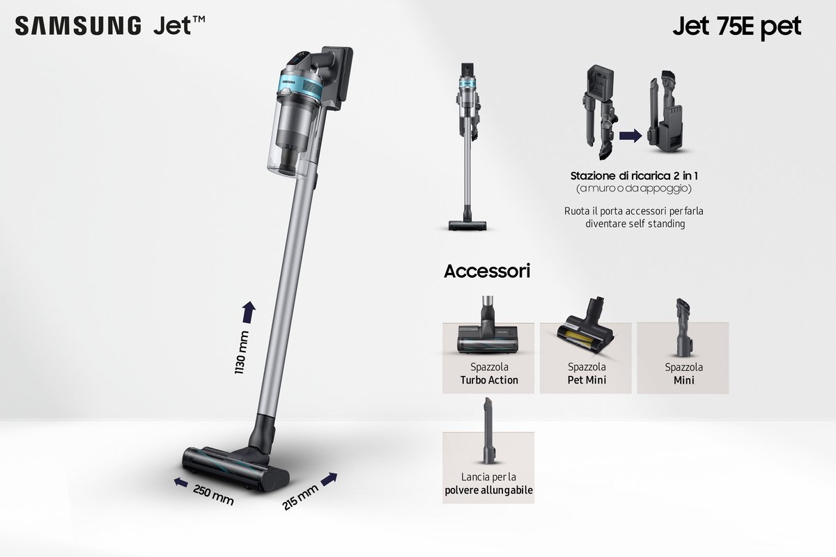 Samsung Jet 75E - 200W - Steelstofzuiger - met Pet Tool - VS20B75AGR1 – foto 5