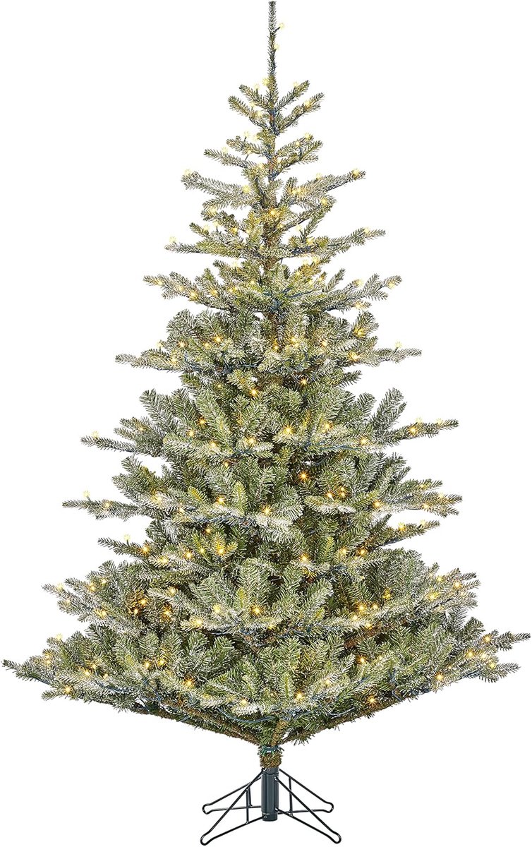 Black Box Trees Celtis - Luxe Kunstkerstboom met Besneeuwde Takken - 360 LED-lichtjes - 215 cm hoog - 135 cm breed - H215 x Ø135cm - Groen - Wit