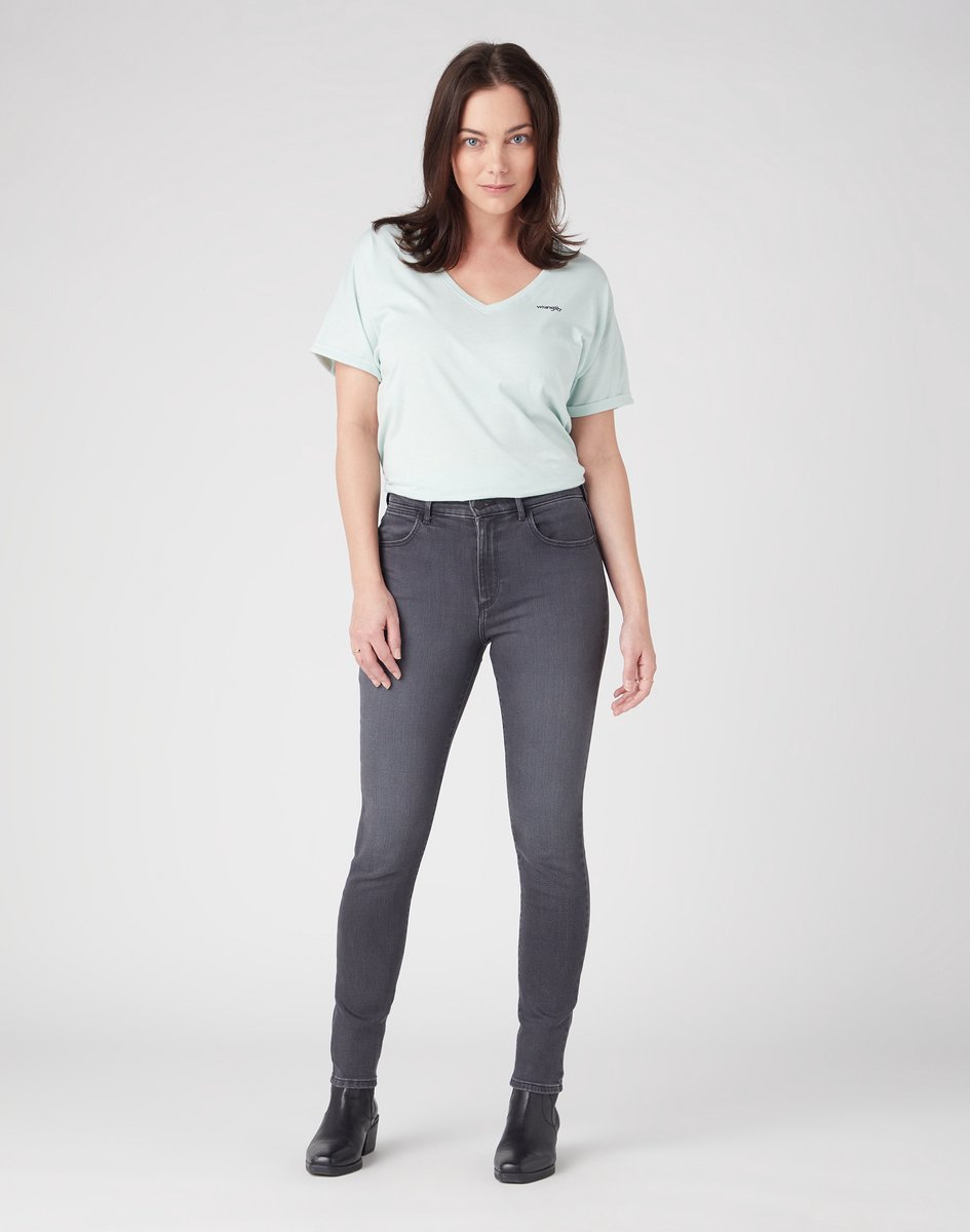 Wrangler HIGH SKINNY ASHES W30 X L30 Grijs