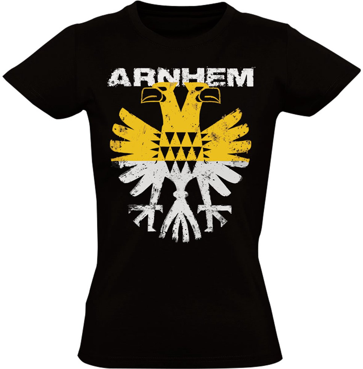Arnhem Dames T-shirt - voor geel zwart - adelaar - voetbal - shirt