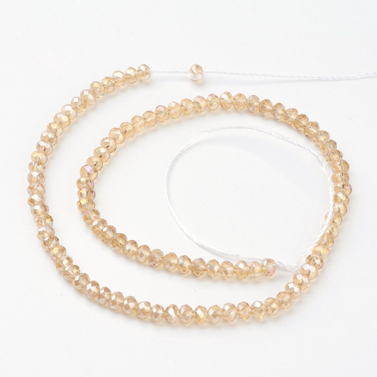 Glazen Kralen AB-Kleur Facet Rondel Licht Khaki 6x4mm 100st/46cm