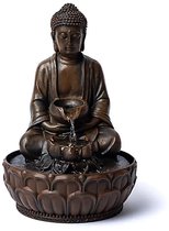 Bhava Boeddha fontein – afneembare Boeddha kamerfontein – geschenken – decoratief Zen Boeddhisme – tafelfontein ledlicht – gesloten circuit – bruin en goud – H 26 cm – Zen'Light