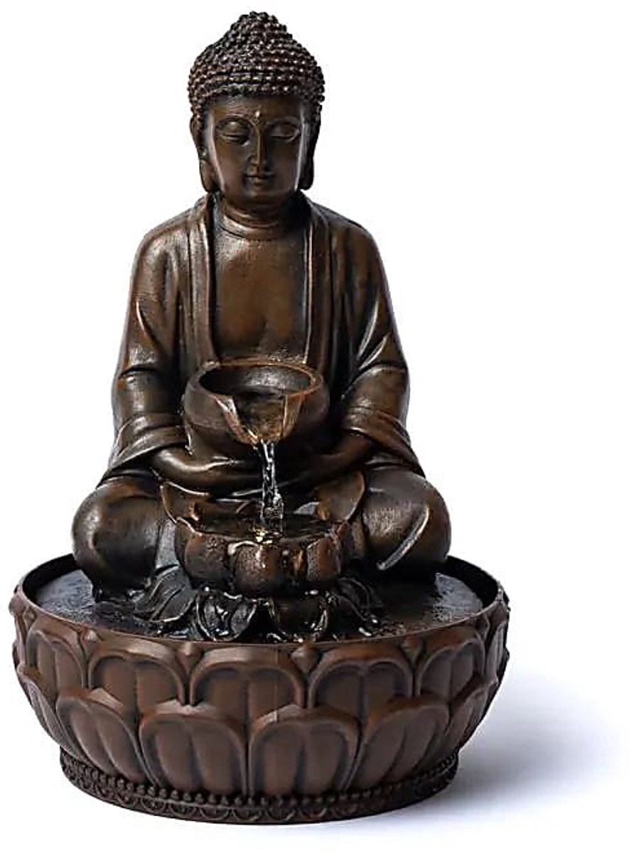 Water offerende boeddha fontein - 19.5 cm x 19.5 cm x 29 cm