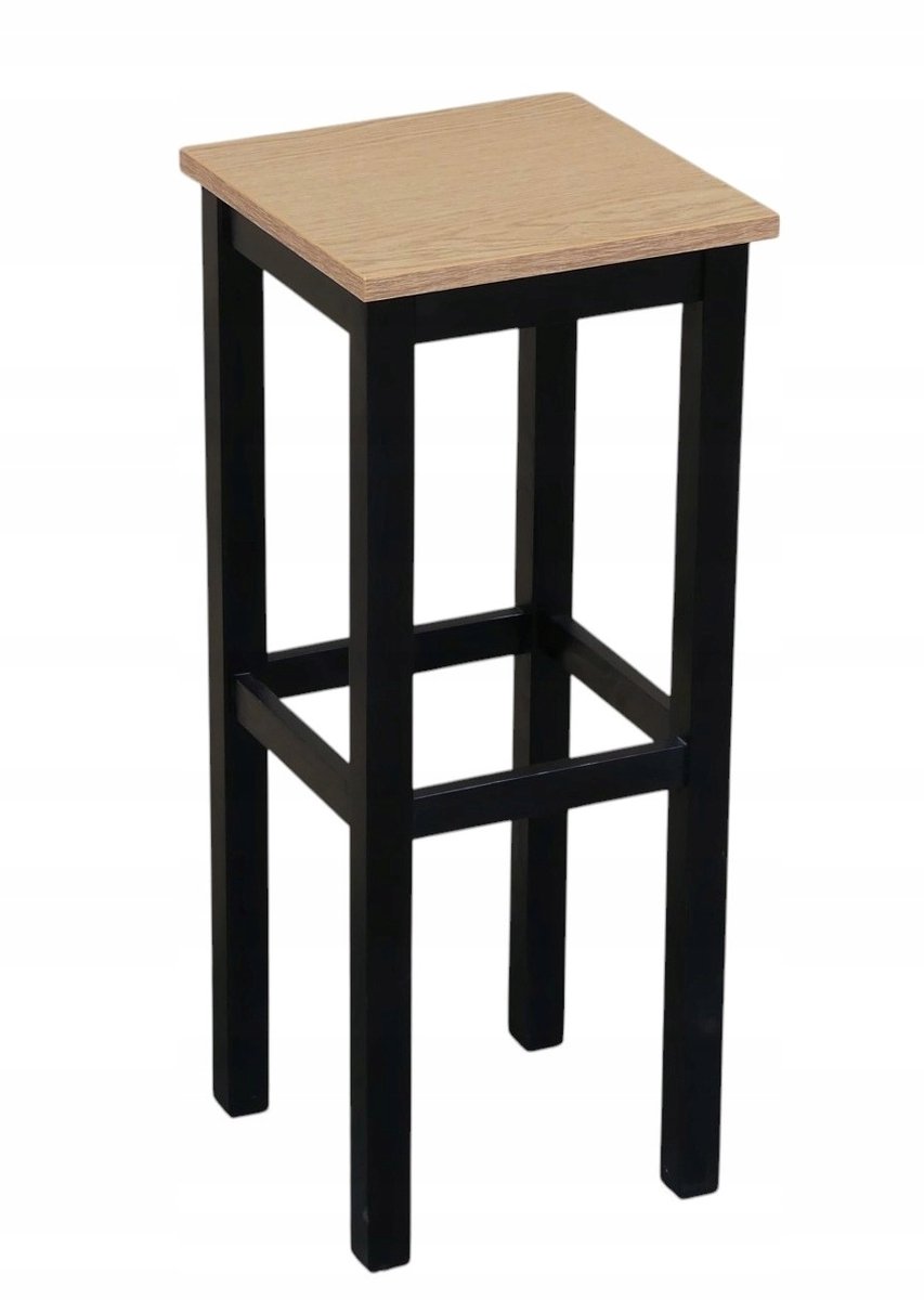 Hoge Bar Kruk 80cm Zwart/Licht Eiken - Modern Design